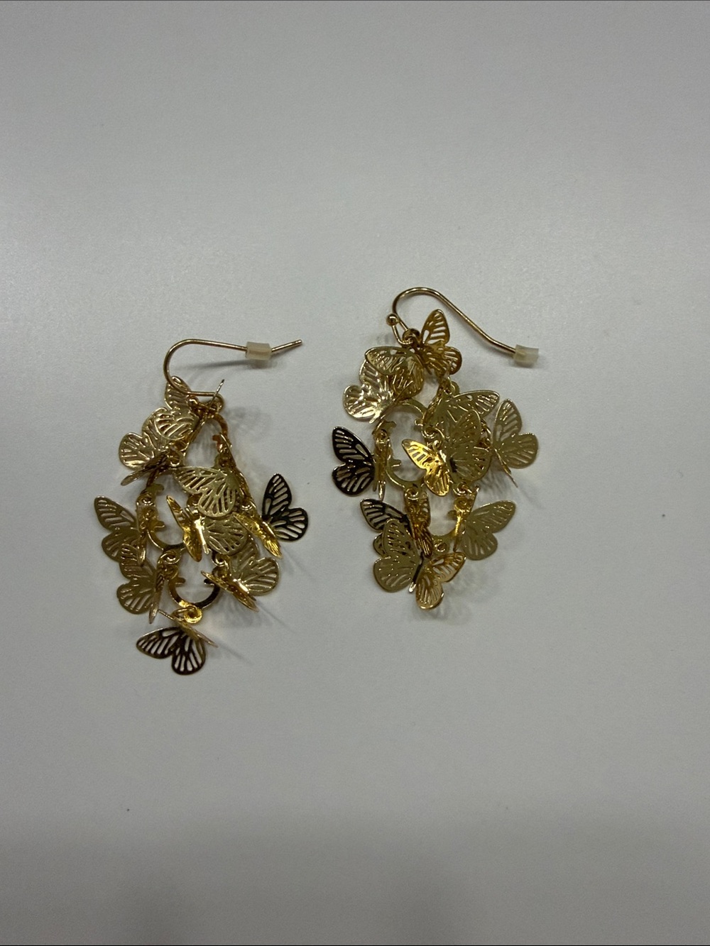 T.J.Maxx Gold Butterfly Dangle Cluster Earrings